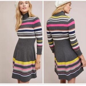 Anthropologie Maeve Nikki Striped-Turtleneck Dress size Medium